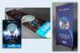 Design and printed banners and posters for Earth Hour. Same artwork if designed properly ahead of time can be altered to different sizes and proportions. Image on right is an adjustable banner stand that adjust both height and width up to 8' x 8'